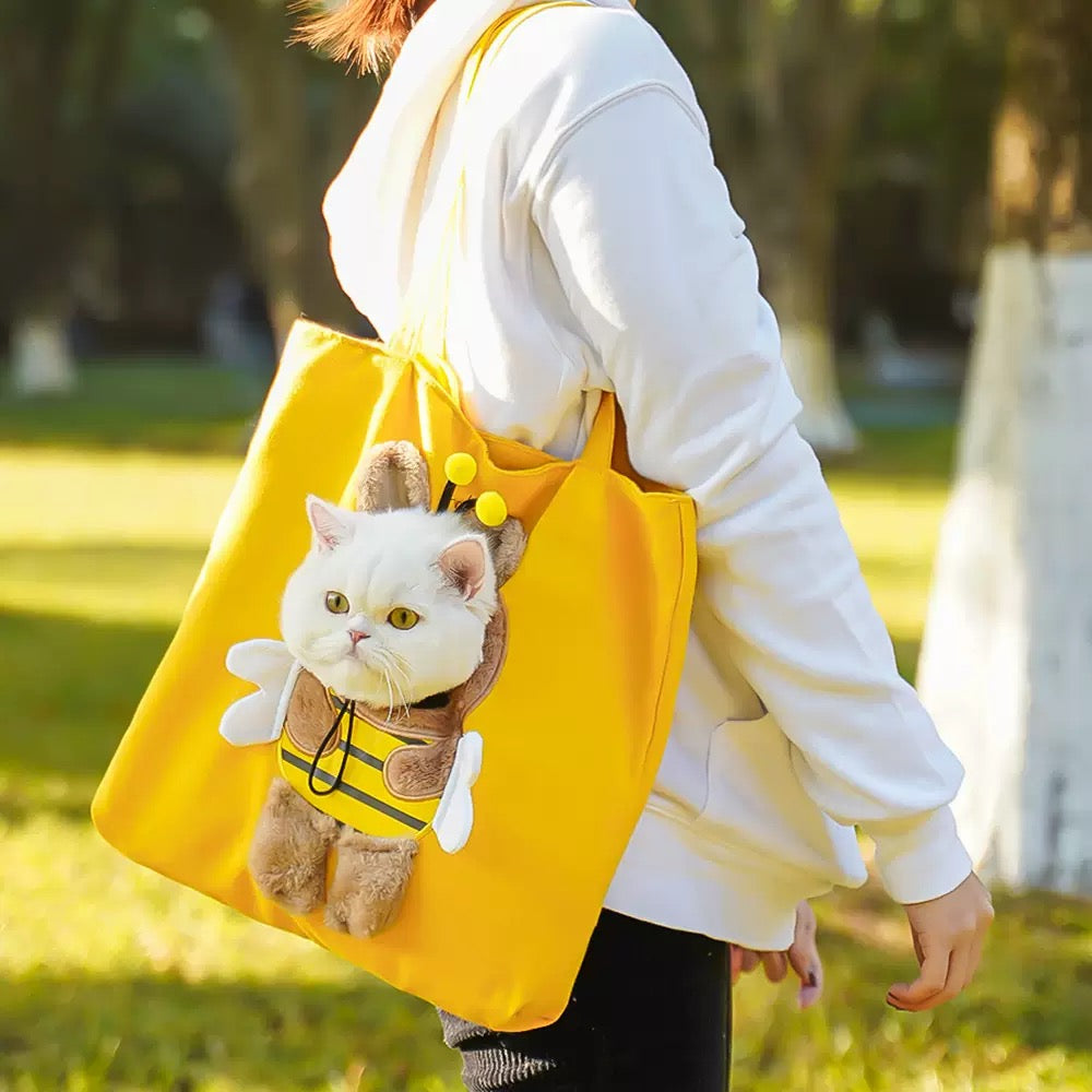 Cute Head Shape Cat Carrier Bag – Portable Canvas Pet Tote for Small Dogs & Cats