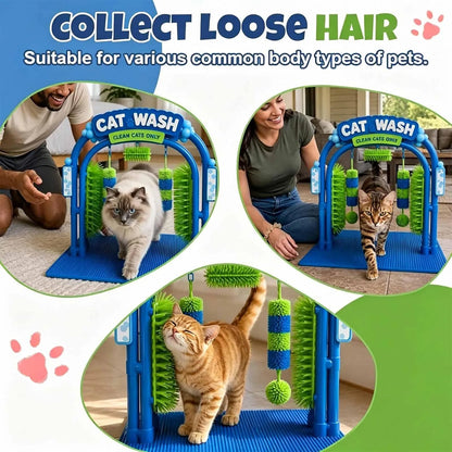 Cat Wash Self-Grooming Station – Hands-Free Brushing & Loose-Fur Catching
