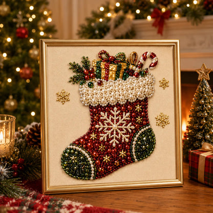 🧘Relaxing & Beginner-Friendly-💎DIY Christmas 3D Pearl Diamond Painting Art Kit With Frame