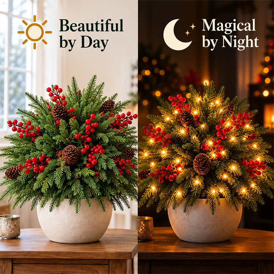 🔥2026 Christmas Sale 50% OFF | Pre-Lit Christmas Evergreen Arrangement