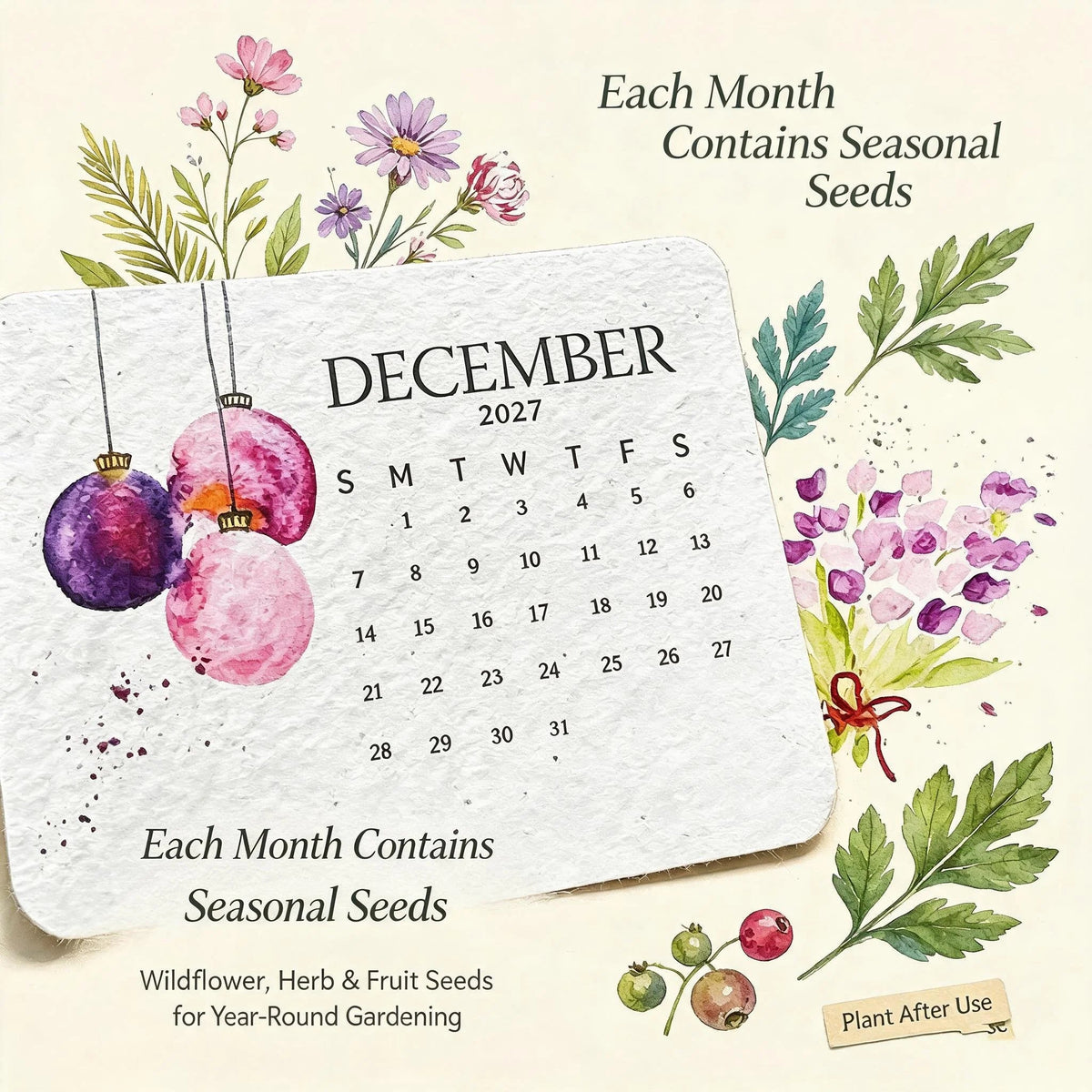 🌱Eco-Friendly Plantable 'Timeless' Seed Calendar 2027 ✨ Plan•Plant•Grow•Enjoy - 7