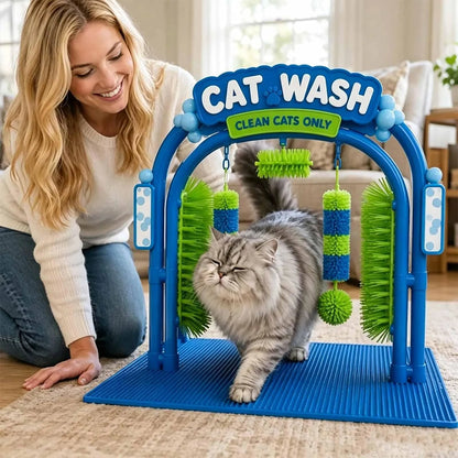 Cat Wash Self-Grooming Station – Hands-Free Brushing & Loose-Fur Catching