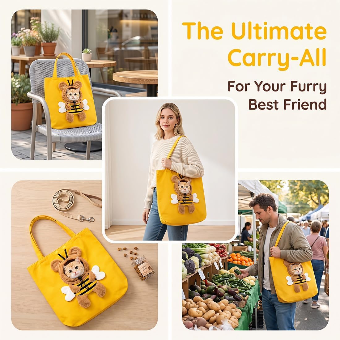Cute cat carrier pet tote – Extra Large – image 6