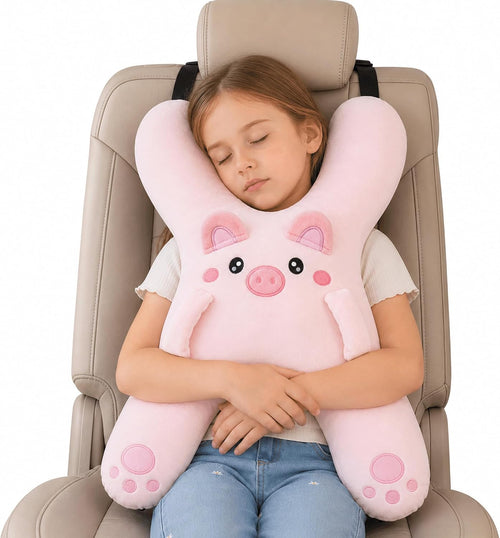 Kids car travel pillow, H-shaped support cushion, White - image 1
