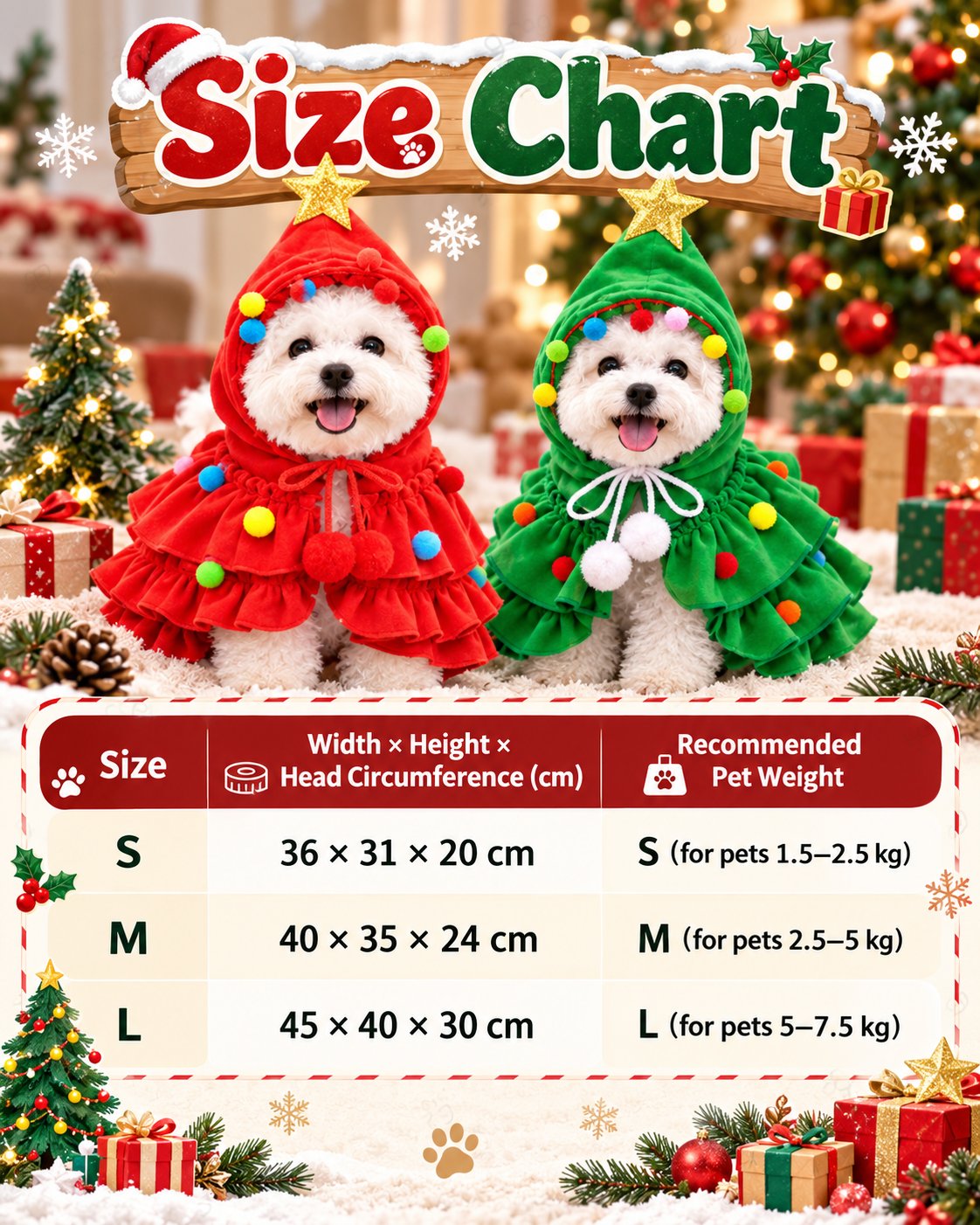 🐶🎄Christmas Tree Pet Cloak Costume for Dogs and Cats