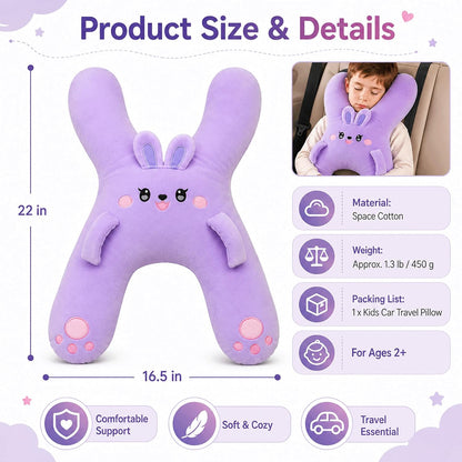 Kids car travel pillow, H-shaped support cushion, White - image 7