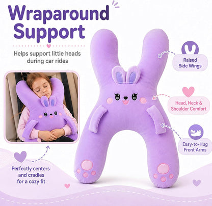Kids car travel pillow, H-shaped support cushion, White - image 2