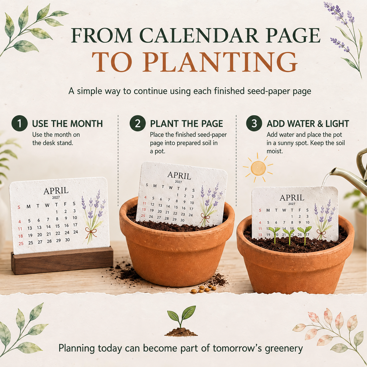 🌱Eco-Friendly Plantable 'Timeless' Seed Calendar 2027 ✨ Plan•Plant•Grow•Enjoy - 5