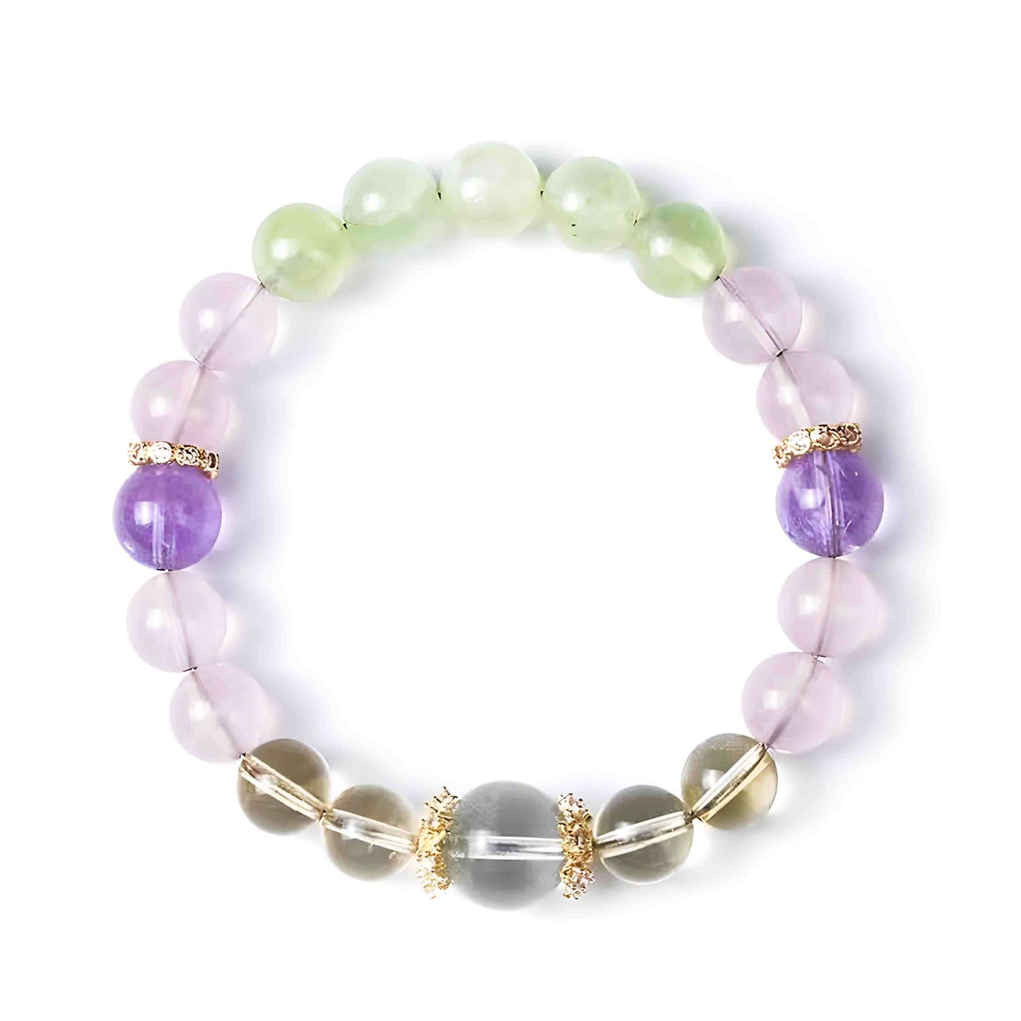 Monet Water Lily Crystal Bracelet Pink Crystal Grape Stone Amethyst