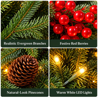 🔥2026 Christmas Sale 50% OFF | Pre-Lit Christmas Evergreen Arrangement