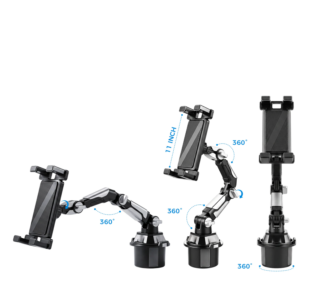 Adjustable cup holder phone and tablet mount