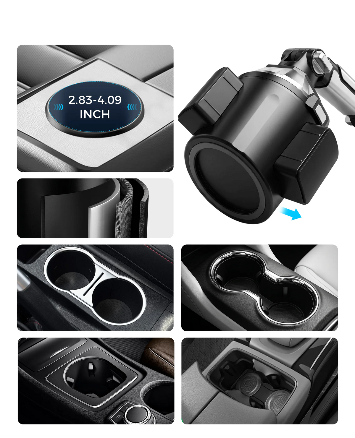 Adjustable cup holder phone and tablet mount