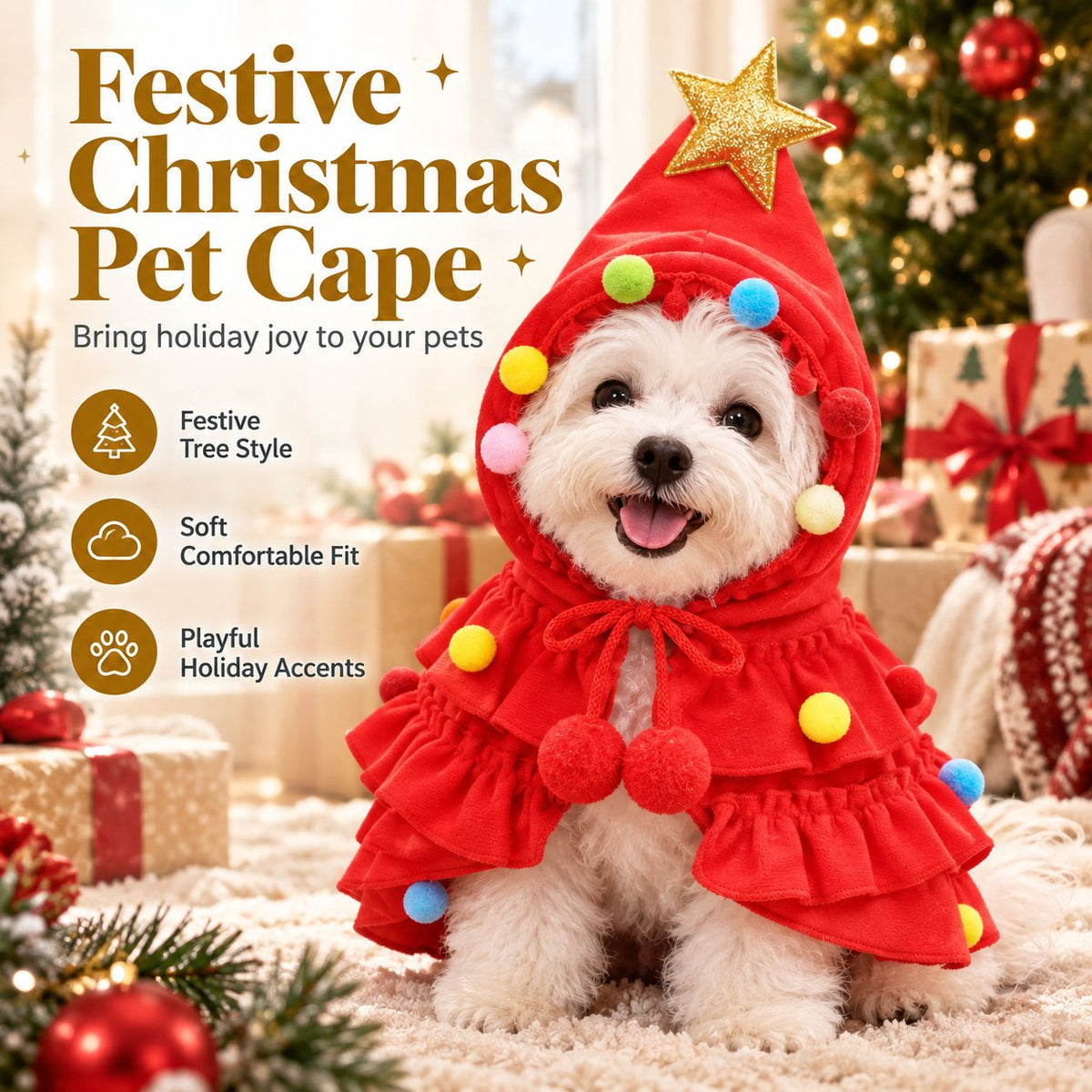 🐶🎄Christmas Tree Pet Cloak Costume for Dogs and Cats