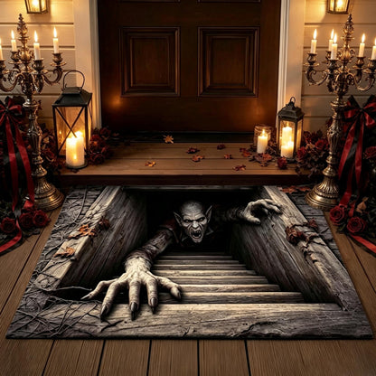 🎃Halloween Sale🎃Halloween Front Door Mat – Festive 3D Visual Skull & Clown Horror Rug