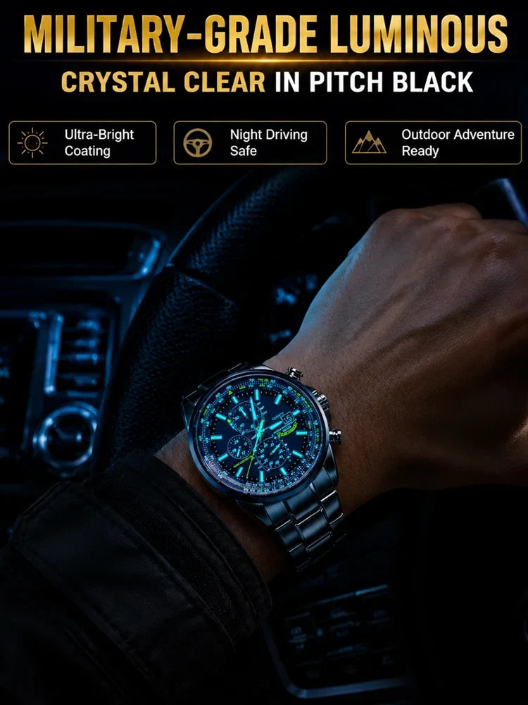 ⌚ Swiss Pilot Watch｜Authentic Swiss‑handcrafted, microscope‑calibrated movement, lifetime‑no‑replace solar movement, professional 20ATM waterproof 💧