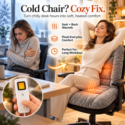 🔥🪑 Cozy Heated Office Chair Cushion ✨ Plush Quilted Seat & Back Warmer with Remote Control ⏱️❄️ Soft Comfort for Home & Office 💖🌈 6 Colors Available!