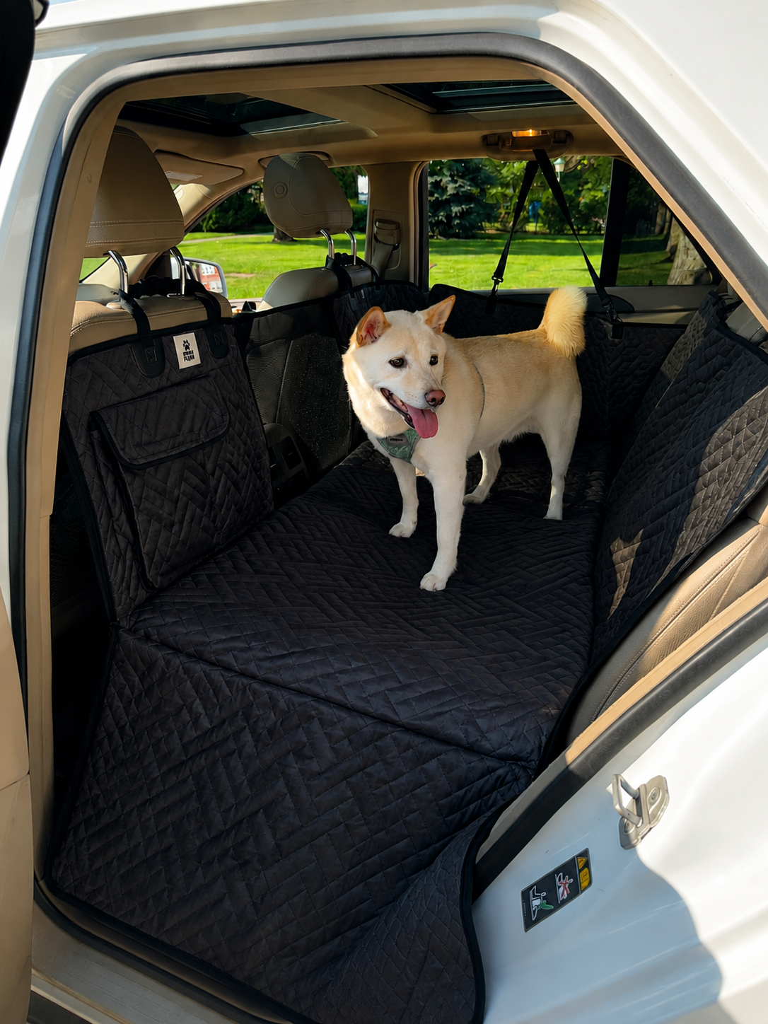 Hard-bottom pet car seat cover — original product photograph