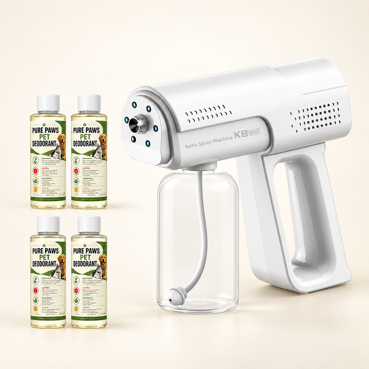 K8 Sanitizer Spray Gun — styled product illustration