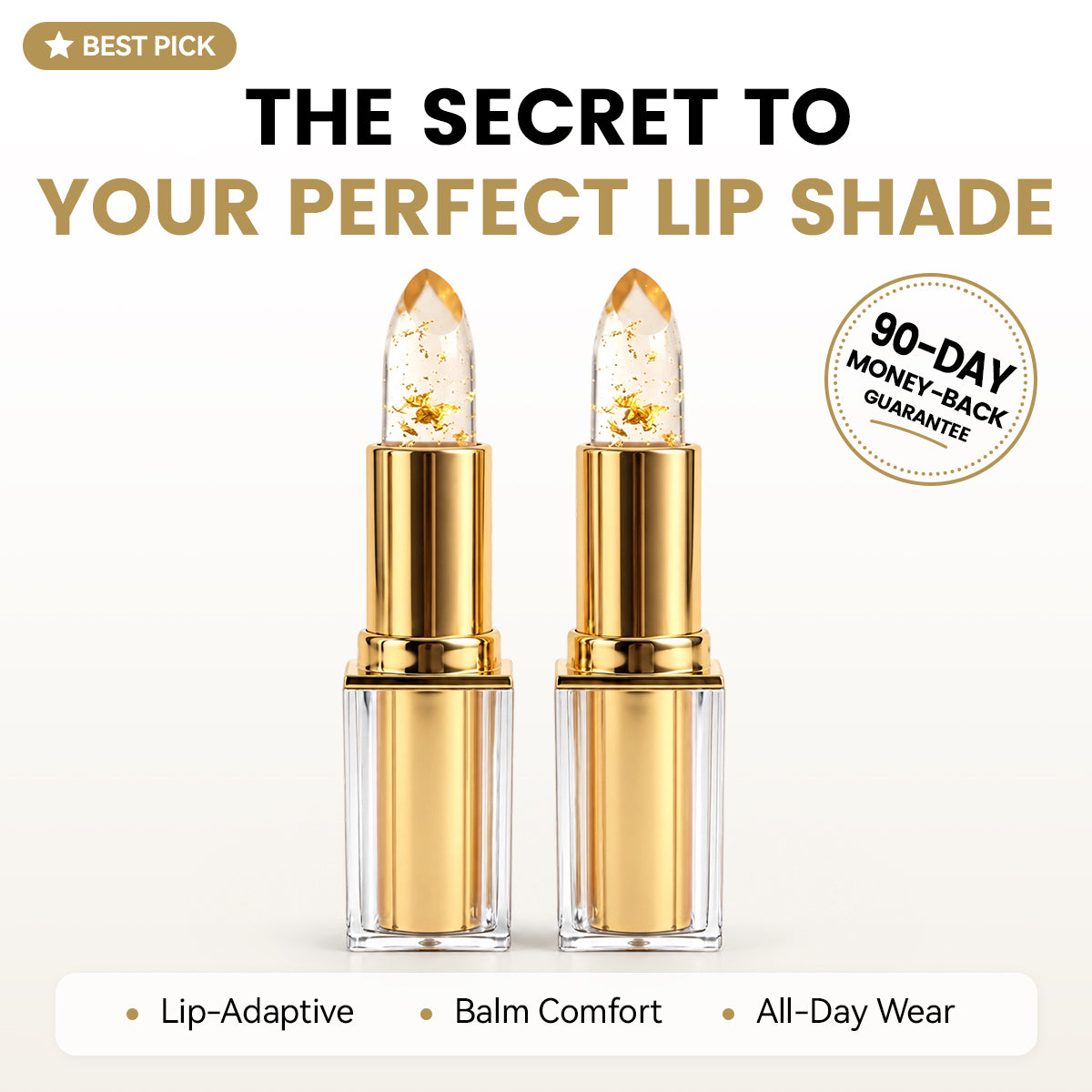 Product offer and gold lipstick design