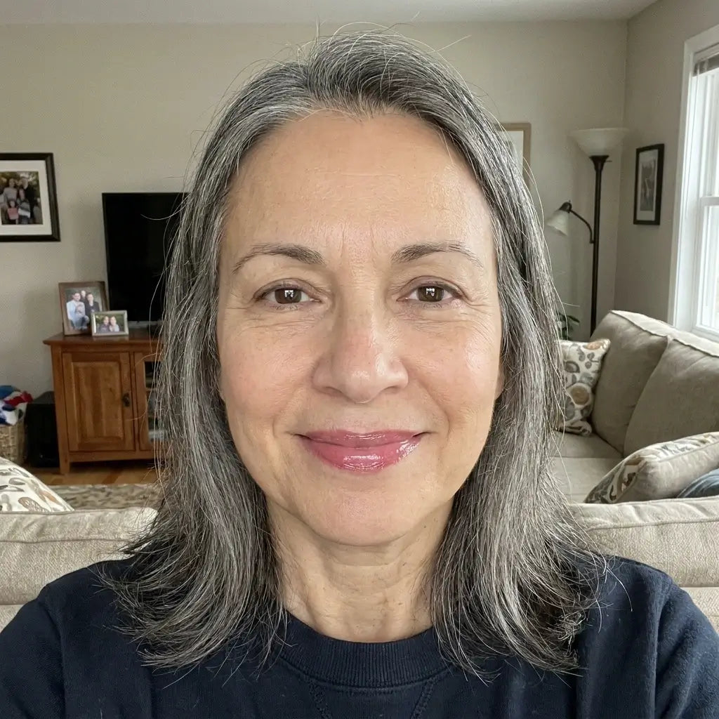 Woman with a soft rosy lip colour
