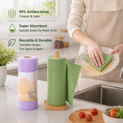 🧻 Reusable Plush Cleaning Cloth Roll – Tear-Off, Washable & Absorbent Kitchen Towels