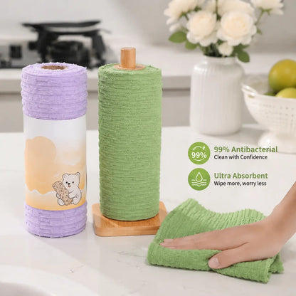 🧻 Reusable Plush Cleaning Cloth Roll – Tear-Off, Washable & Absorbent Kitchen Towels