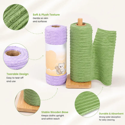 🧻 Reusable Plush Cleaning Cloth Roll – Tear-Off, Washable & Absorbent Kitchen Towels