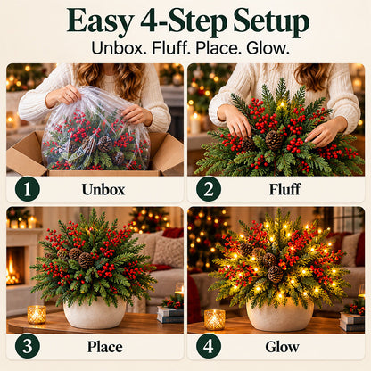 🔥2026 Christmas Sale 50% OFF | Pre-Lit Christmas Evergreen Arrangement