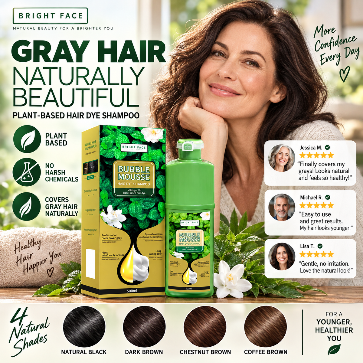 🔥Limited Time Promotion 50% OFF💇‍♀️Long‑Lasting Plant‑Based Foam Hair Dye｜Ammonia‑Free Easy DIY At‑Home Foam Hair Color