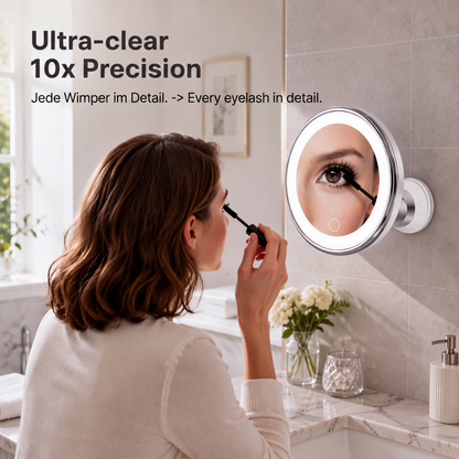 ⏳🔥LIMITED-TIME 50% OFF! ⏰10x Magnifying Makeup Mirror with LED Light and Suction Cup
