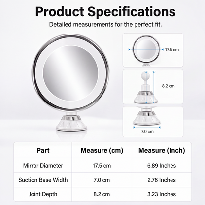 ⏳🔥LIMITED-TIME 50% OFF! ⏰10x Magnifying Makeup Mirror with LED Light and Suction Cup