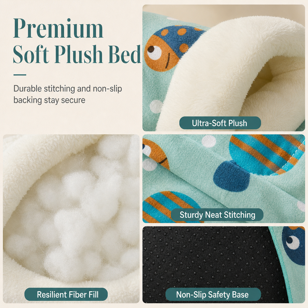 🐱🛏️Semi-Enclosed Hooded Pet Sleeping Bag Cave Bed | Draft-Blocking, Cozy Indoor Winter Rest Spot📦