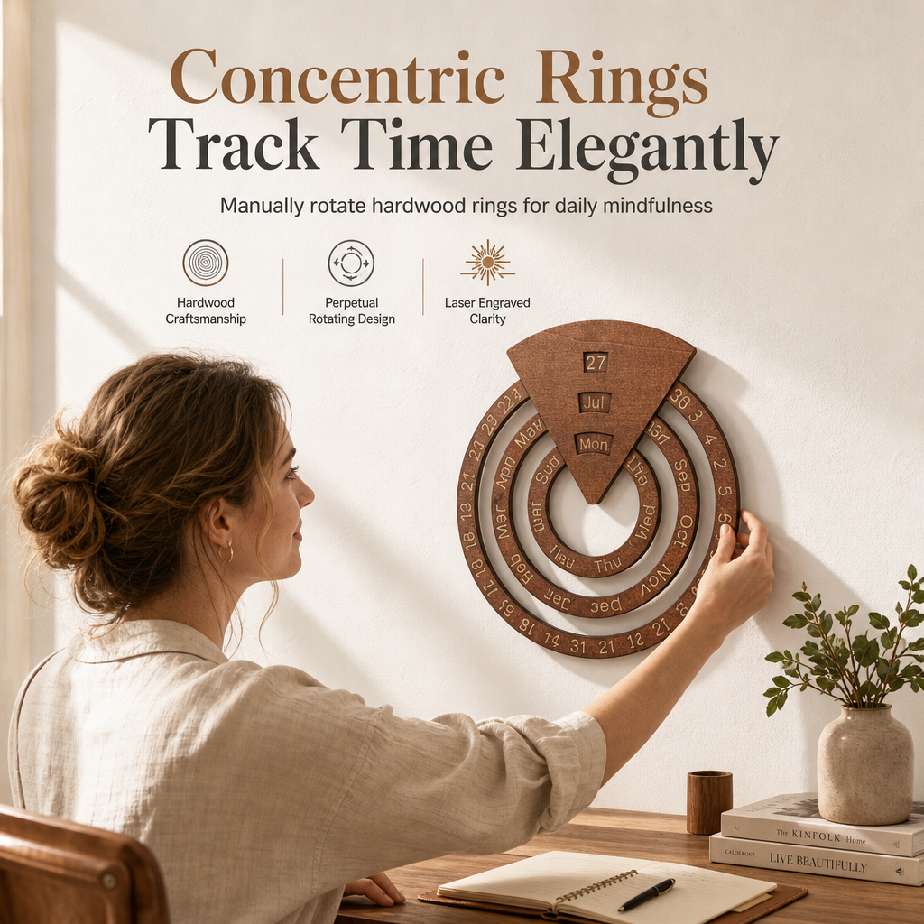 🎁2027 New Arrivals 50% OFF💥Circular Wooden Rotating Perpetual Calendar – Artistic, Interactive, Timeless ✨