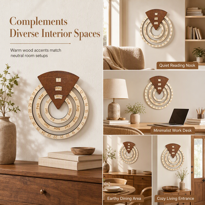🎁2027 New Arrivals 50% OFF💥Circular Wooden Rotating Perpetual Calendar – Artistic, Interactive, Timeless ✨