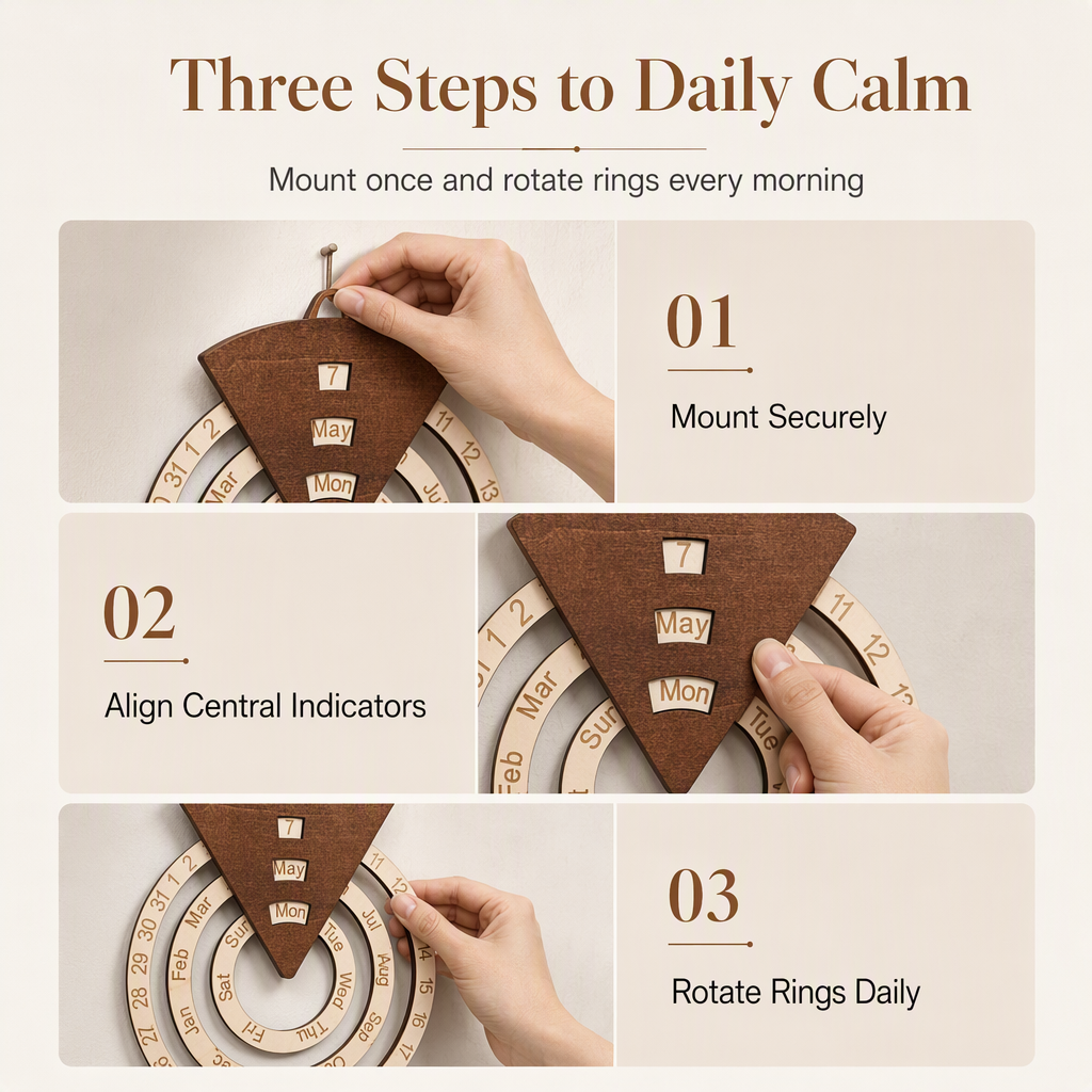 🎁2027 New Arrivals 50% OFF💥Circular Wooden Rotating Perpetual Calendar – Artistic, Interactive, Timeless ✨