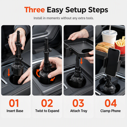 ⏳🔥 LIMITED-TIME 50% OFF! Upgrade Your Car with This 3-in-1 Cup Holder, Phone Mount & Snack Tray