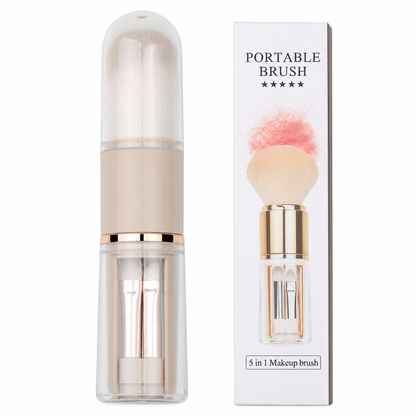 🖌️LAST DAY SALE 50% OFF !!📢Portable Retractable Makeup Brush Set Multifunctional Travel Cosmetic Tool with Powder Blush and Silicone Lip Brush